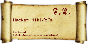 Hacker Miklós névjegykártya